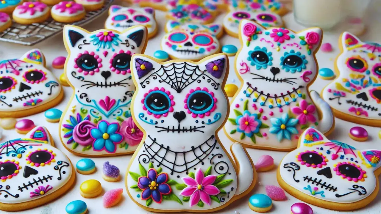 Sugar Skull Cat Cookies